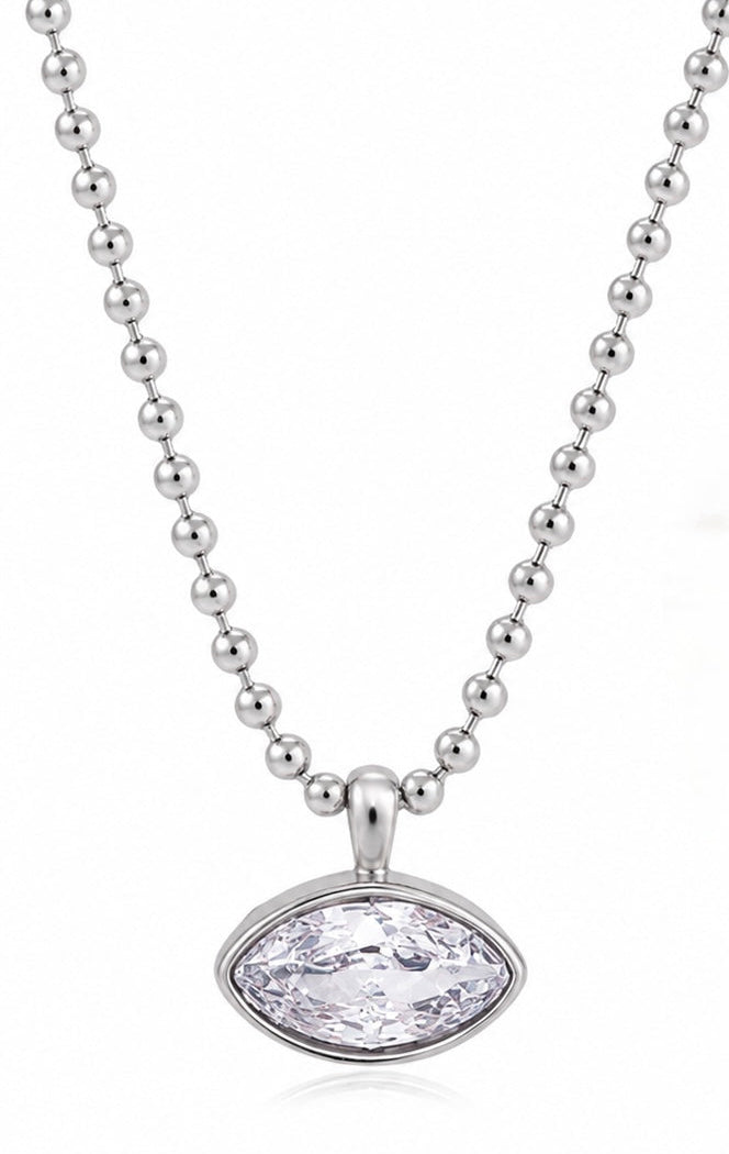Silver Marquise Pendant Necklace