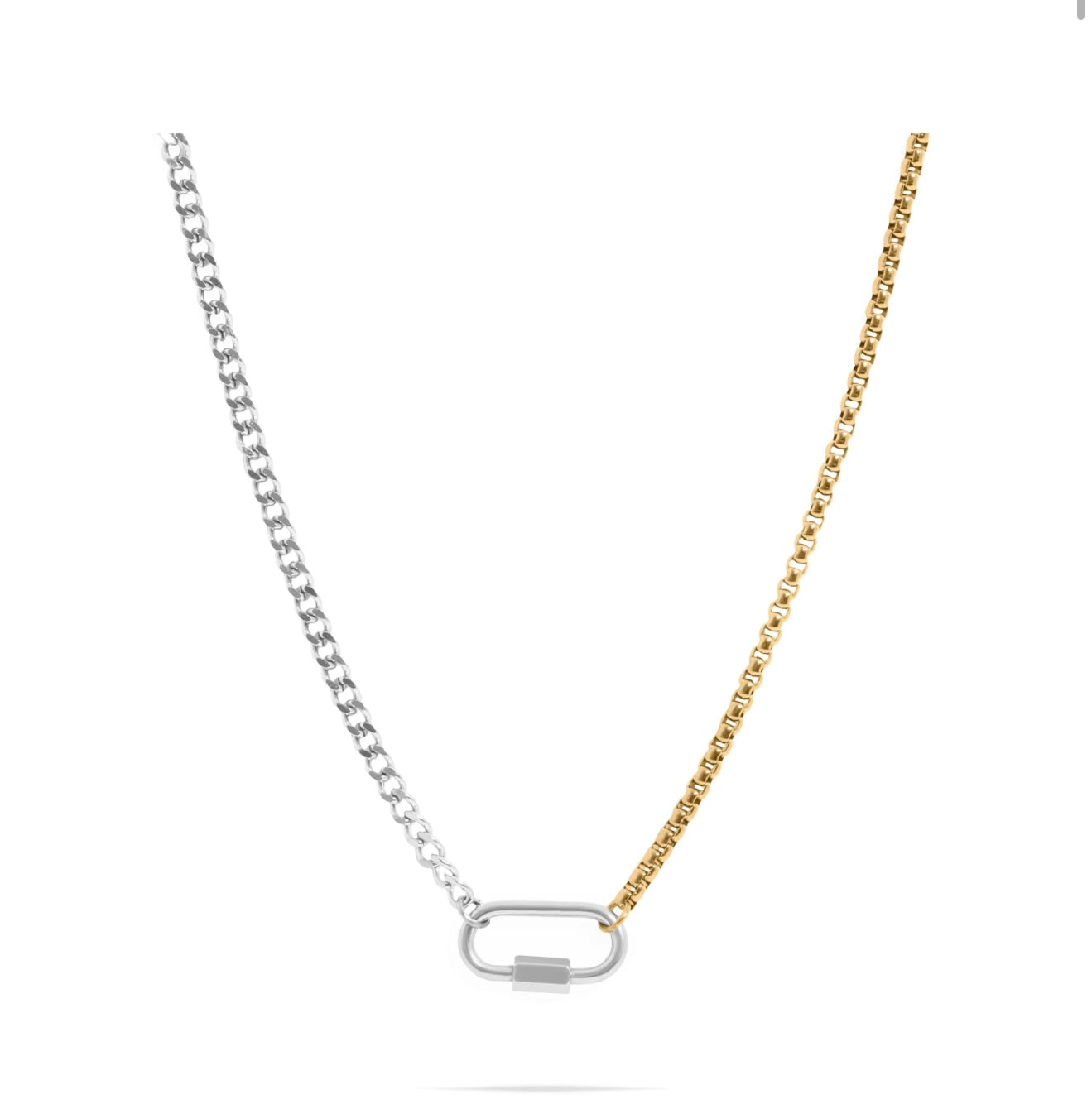 Mixed Metal Carabiner Necklace