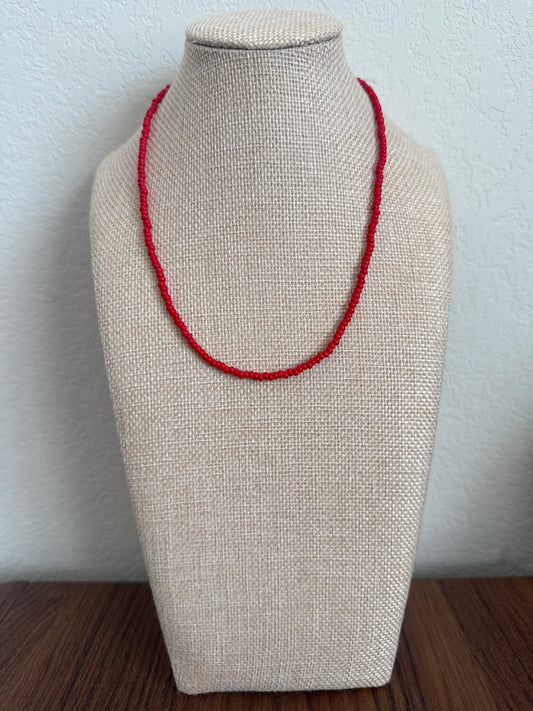 Simple Red Beaded Necklace