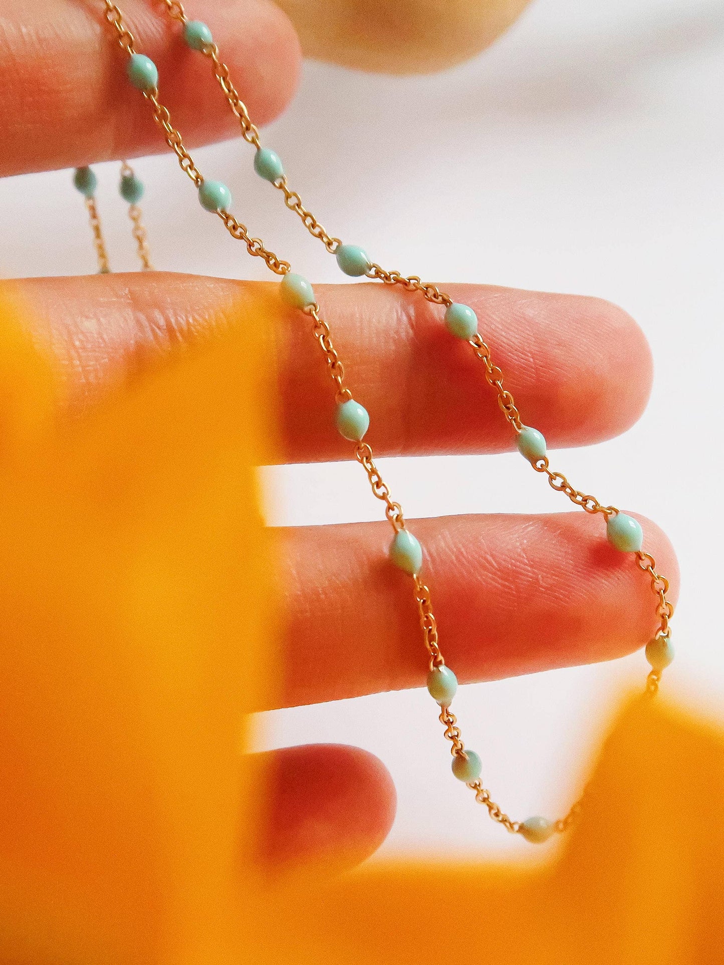 Turquoise Beaded Chain Necklace