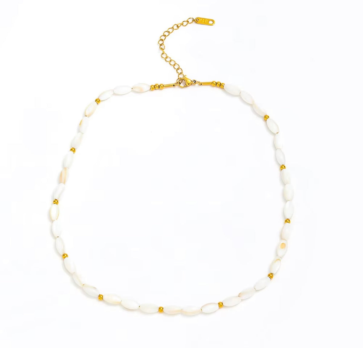 White Shell Beaded Necklace