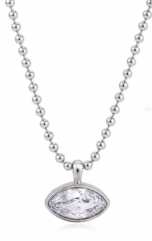 Silver Marquise Pendant Necklace