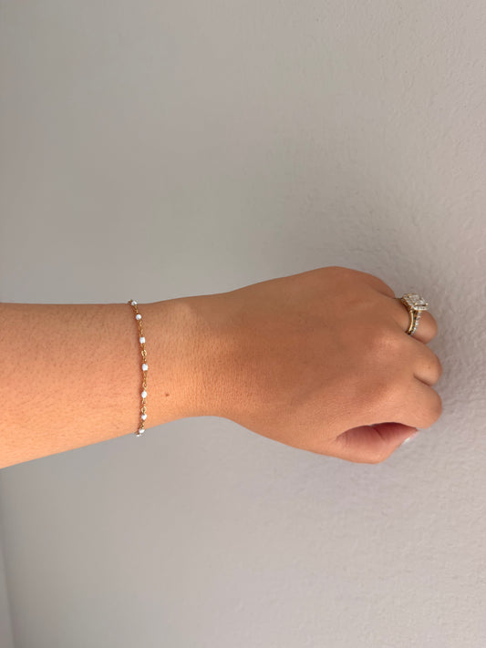 White Beaded Chain Bracelet