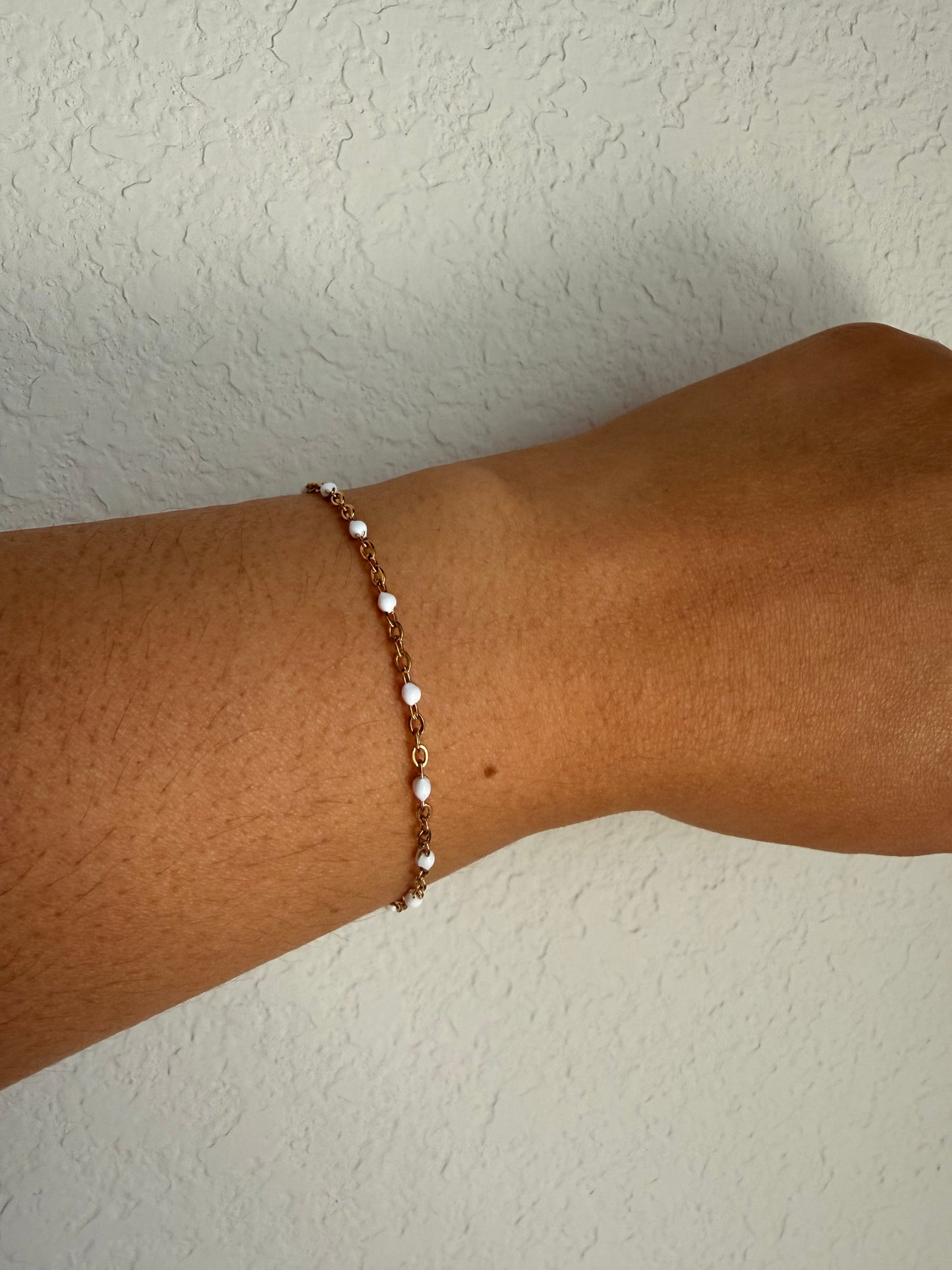 White Beaded Chain Bracelet