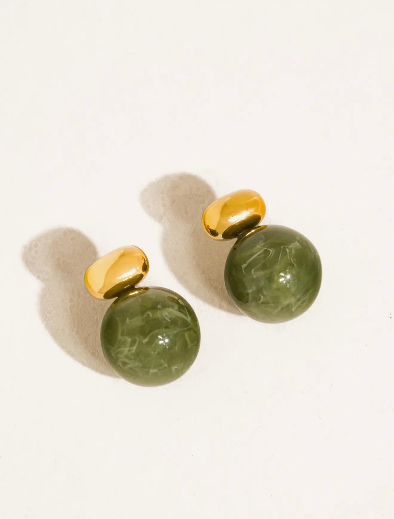Green Marble Earrings