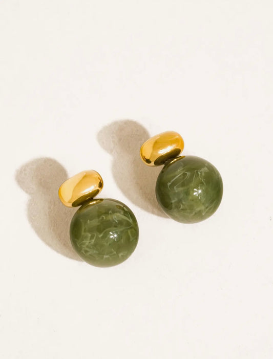 Green Marble Earrings