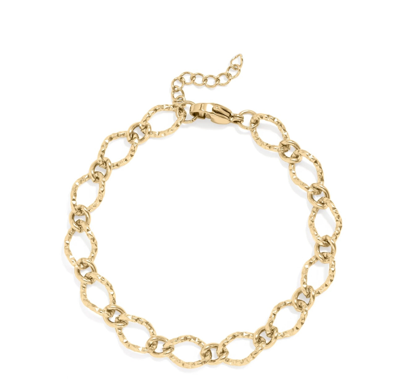 Hammered Oval Chain Bracelet