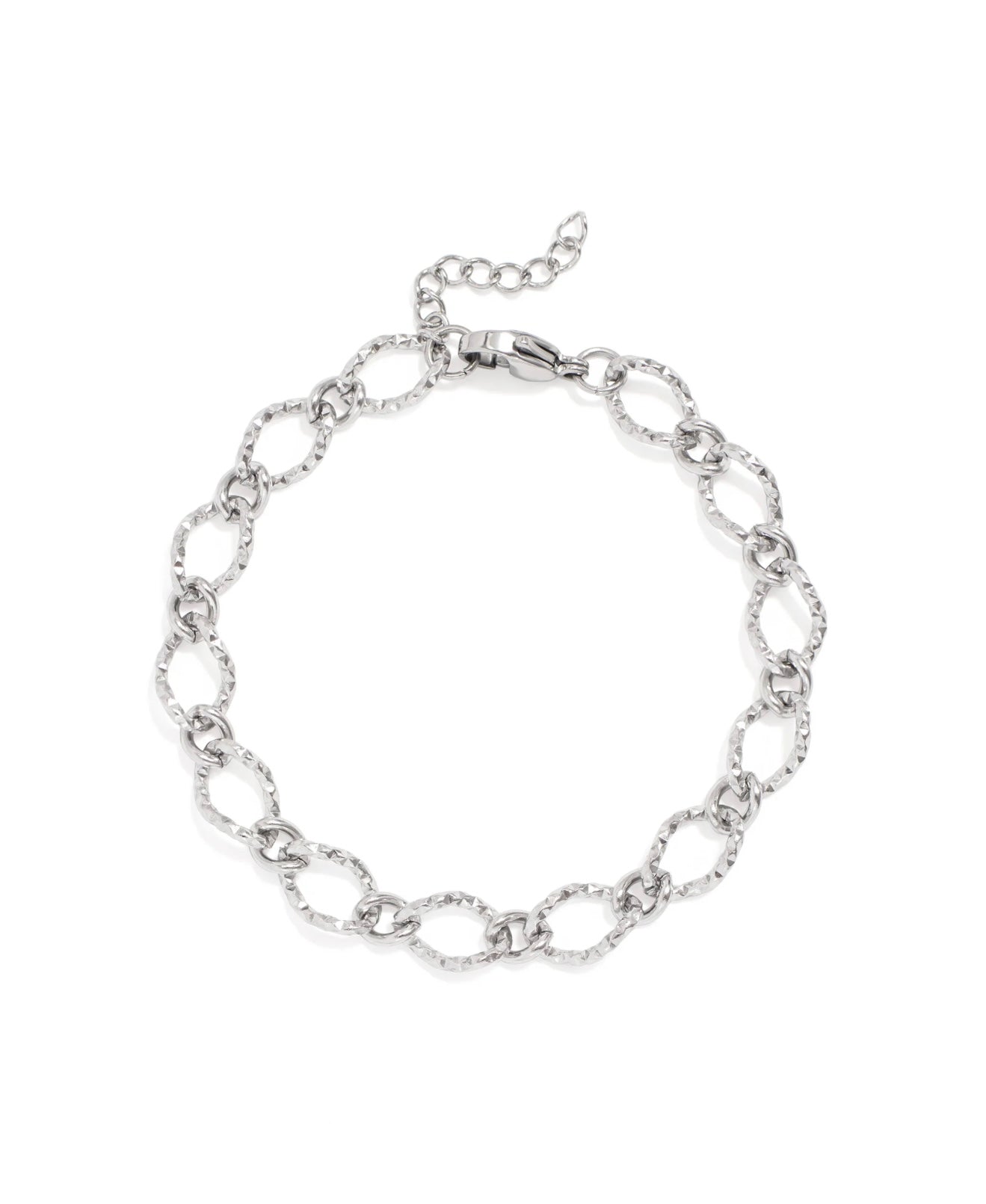 Hammered Oval Chain Bracelet