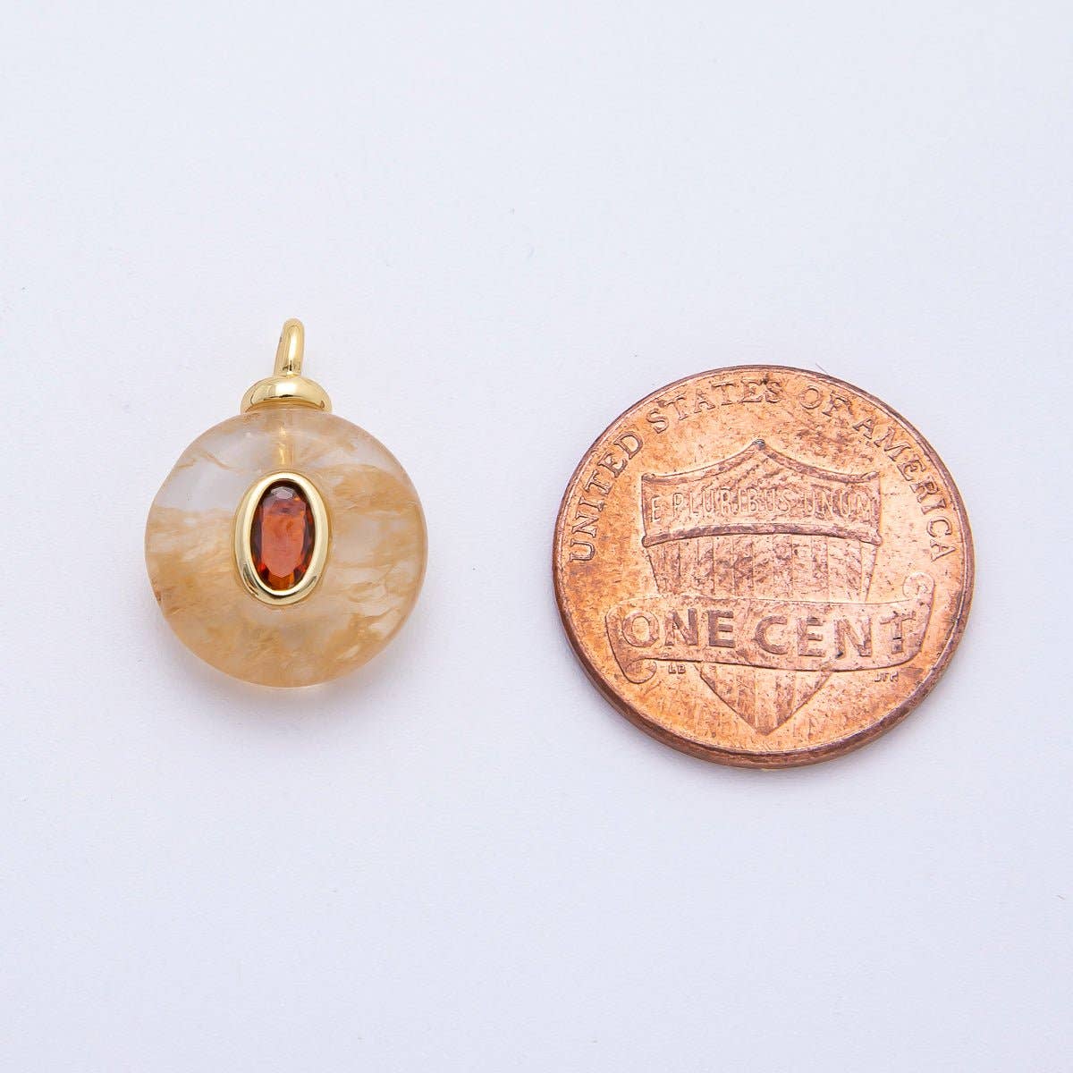 18K Gold Filled Citrine Oval Charm