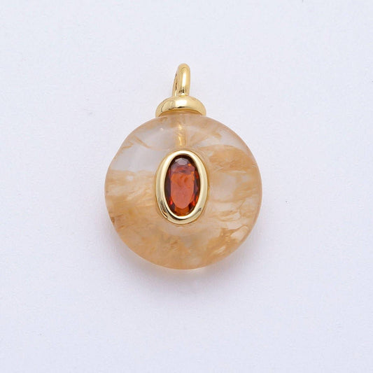 18K Gold Filled Citrine Oval Charm