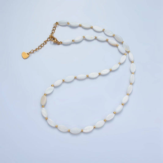 White Jade Beaded Chain Necklace